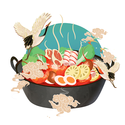 国潮风美食元素